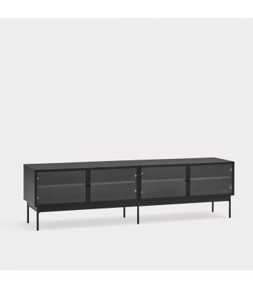 Mueble de TV de madera de roble y patas metálicas con 4 puertas BLUR (varios acabados)