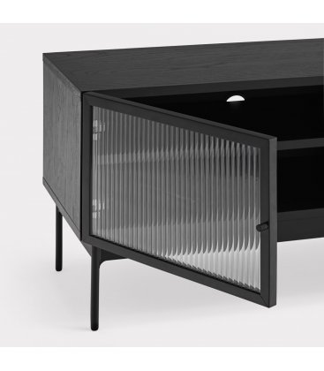 Mueble de TV de madera de roble y patas metálicas con 4 puertas BLUR (varios acabados)