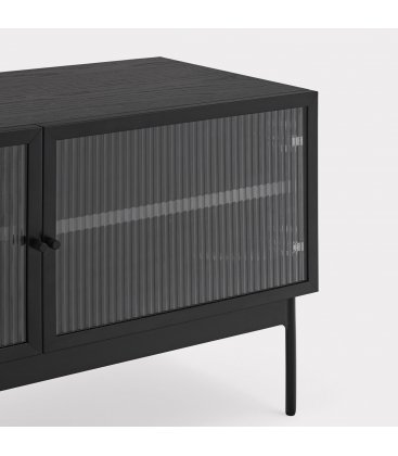 Mueble de TV de madera de roble y patas metálicas con 4 puertas BLUR (varios acabados)