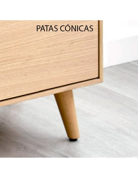 Vitrina de madera con 1 puerta de vidrio y cajón VISSE (varios acabados)