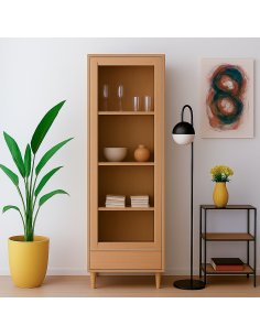Vitrina de madera con 1 puerta de vidrio y cajón VISSE... 2