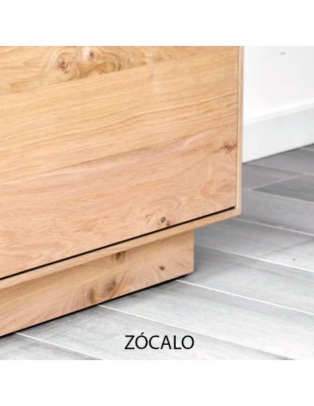 Vitrina de madera con 2 puertas de vidrio y cajón VISSE (varios acabados)