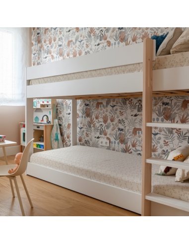 Litera Montessori en madera y blanco/verde kaki...