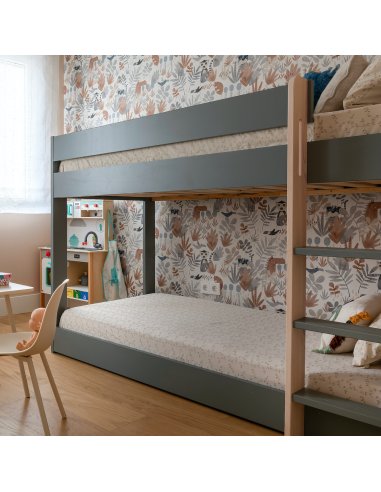 Litera Montessori en madera y blanco/verde kaki...