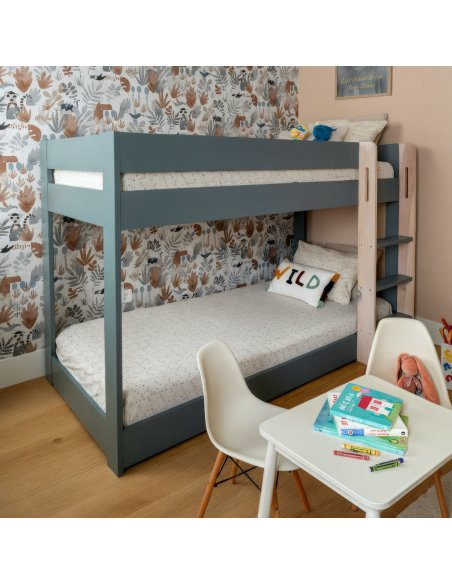 Litera Montessori en madera y blanco/verde kaki VISBY