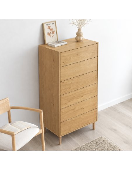 Sinfonier de madera personalizable con 6 cajones NORWAY (varios acabados y apoyos)