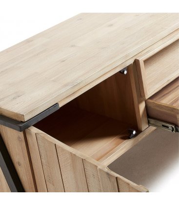 Mueble de TV de madera maciza y patas negras LIZ