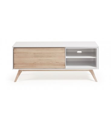 Mueble de TV de estilo nordico en blanco y madera de fresno QUIK