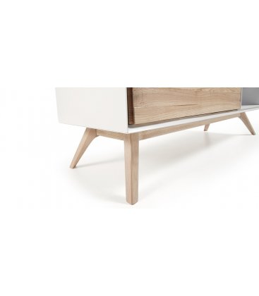 Mueble de TV de estilo nordico en blanco y madera de fresno QUIK
