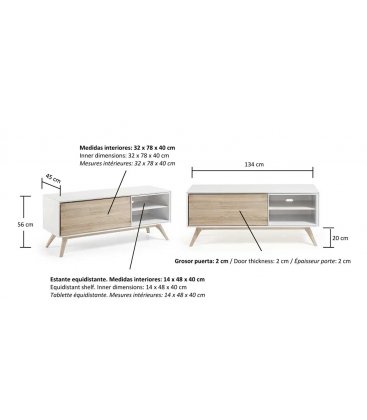 Mueble de TV de estilo nordico en blanco y madera de fresno QUIK