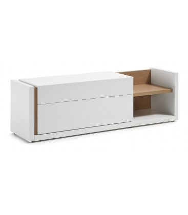 Mueble de TV lacado en blanco y madera de roble FOUR