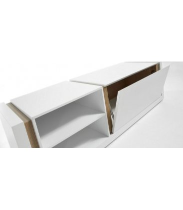 Mueble de TV lacado en blanco y madera de roble FIVE