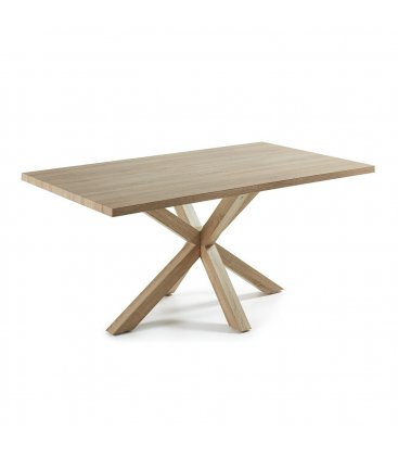 Mesa de comedor rectangular "AIRE". Patas y sobre en chapado de madera natural