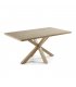 Mesa de comedor rectangular "AIRE". Patas metálicas de efecto madera y sobre en chapado de madera