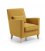 Sillón tapizado en tela mostaza con pies de madera natural AINA