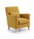 Sillón tapizado en tela mostaza con pies de madera natural AINA