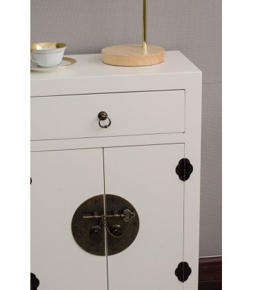 Mesita de noche de madera blanca TIBET