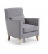 Sillón tapizado en tela gris claro con pies de madera natural AINA