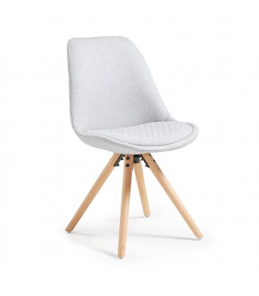 Silla de comedor gris acolchada con patas de madera LARA (4 unidades).