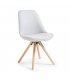 Silla de comedor gris acolchada con patas de madera LARA (4 unidades).