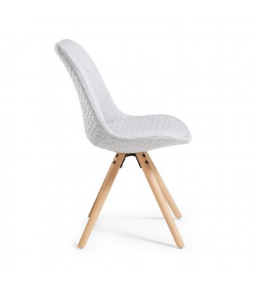 Silla de comedor gris acolchada con patas de madera LARA (4 unidades).