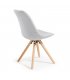 Silla de comedor gris acolchada con patas de madera LARA (4 unidades).