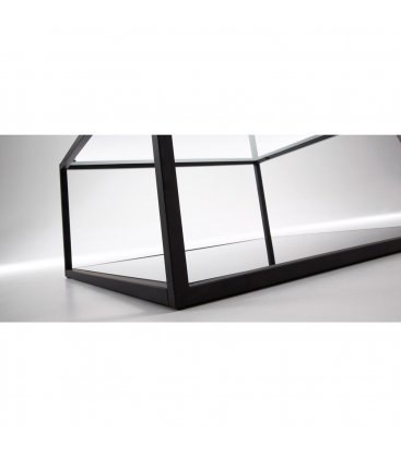 Mesa de centro con estructura negra y sobre de vidrio 80x80 CUBE