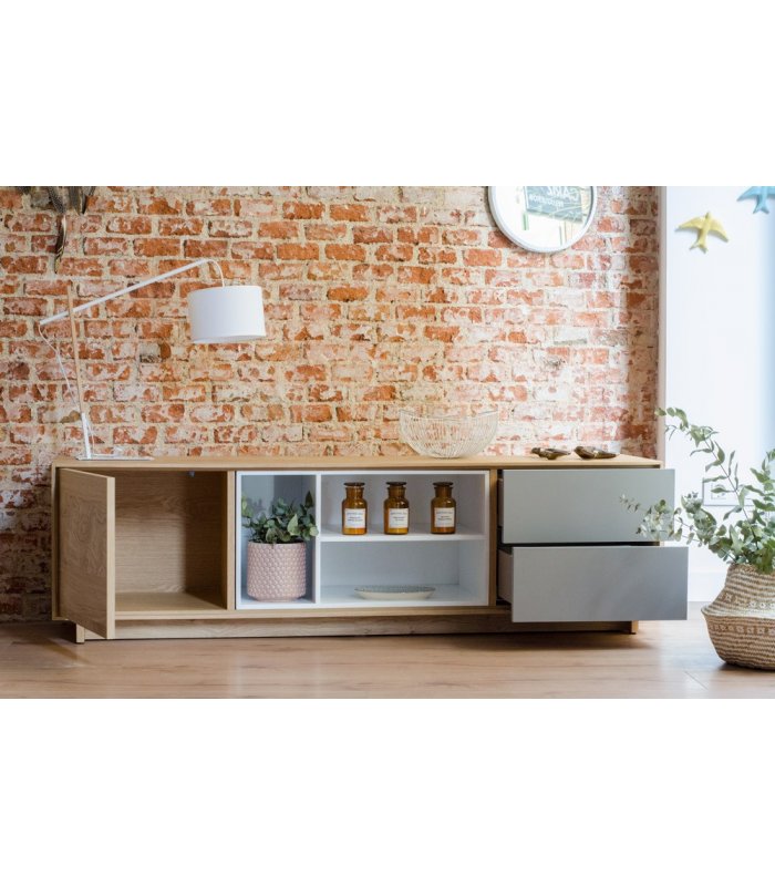 Mueble TV con zócalo o patas NORWAY 200 cm (varios acabados)