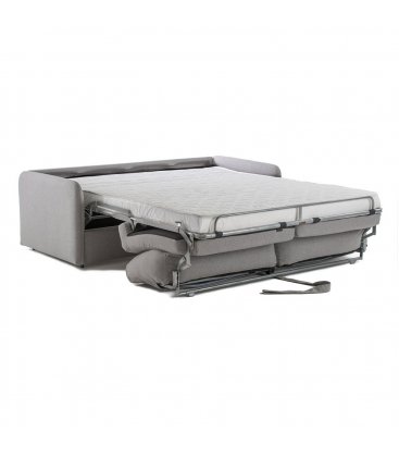 Sofá cama de 2 plazas tapizado en gris claro SUN