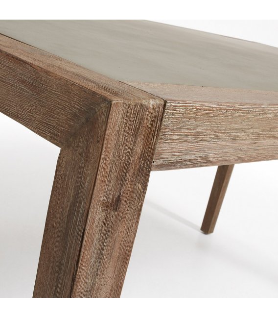 Mesa de jardín con estructura en madera de acacia y sobre de cemento CAPRI