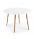 Mesa de comedor circular extensible con sobre blanco y patas de madera de haya HILLS.
