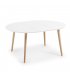 Mesa de comedor extensible con sobre blanco y patas de madera haya HILLS.