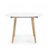 Mesa de comedor extensible con sobre blanco y patas de madera haya HILLS.