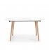 Mesa de comedor extensible con sobre blanco y patas de madera haya HILLS.