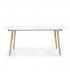 Mesa de comedor extensible con sobre blanco y patas de madera haya HILLS.