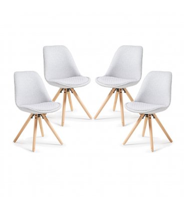 Silla de comedor gris claro acolchada con patas de madera LARA (4 unidades).