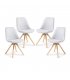 Silla de comedor gris claro acolchada con patas de madera LARA (4 unidades).