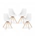 Silla de comedor blanca con patas de madera "LARA" (4 unidades)