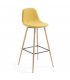 Taburete metal efecto madera tapizado mostaza LISS.