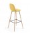 Taburete metal efecto madera tapizado mostaza LISS.