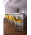 Taburete metal efecto madera tapizado mostaza LISS.