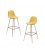 Taburete metal efecto madera tapizado mostaza LISS (2 unidades)