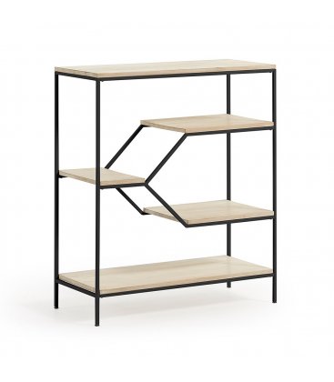 Estantería estructura metálica negro y estantes madera mango SPACE