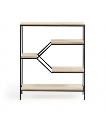 Estantería estructura metálica negro y estantes madera mango SPACE