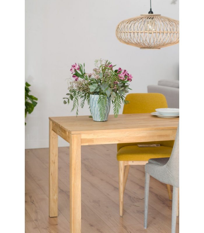 mesa de comedor rectangular extensible de roble natural DIRA