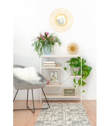 Estantería estructura metálica blanco y estantes madera mango SPACE