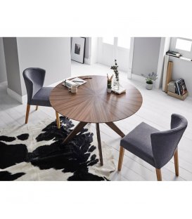 Mesa de comedor nogal redonda BORNE diámetro 120 cm 2