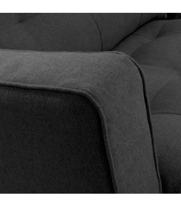 Sofá 3 plazas tapizado gris oscuro desenfundable con patas de metal negro MAD