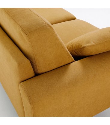 Sofá 3 plazas tapizado mostaza desenfundable con patas de madera SNATCH