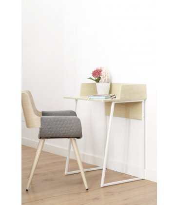 Escritorio mini en madera y estructura metálica blanco ZIGGY